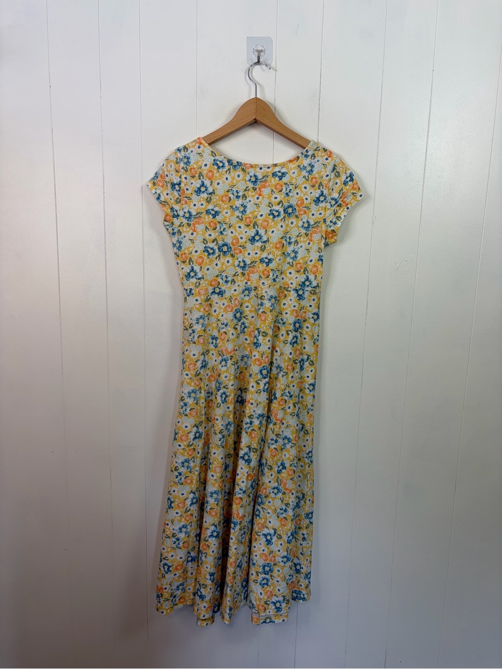 Chaps Floral Maxi Dress Women’s Medium Petite Cottagecore Prairie Summer Yellow - Picture 3 of 10